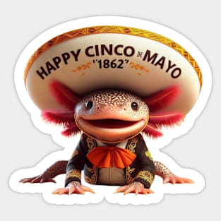 Cinco de Mayo Funny Cute Mexican Mariachi Axolotl 1862 Sticker